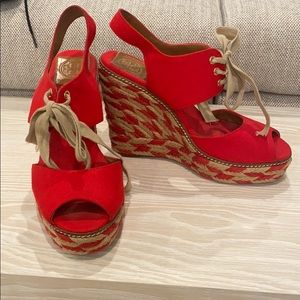 Tory Burch red wedges
